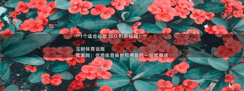 意昂体育3招商电话地址：**1个适合谷歌 SEO 的