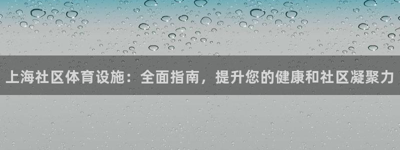 意昂3娱乐是那个系列的台子：上海社区体育设施：全面指